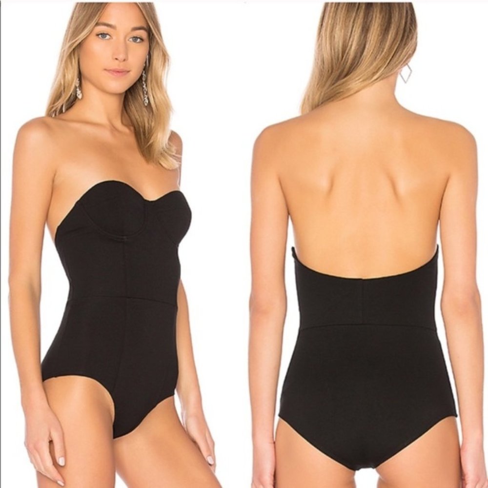 NWT LPA Revolve Black Strapless Bodysuit 590 Sz. M